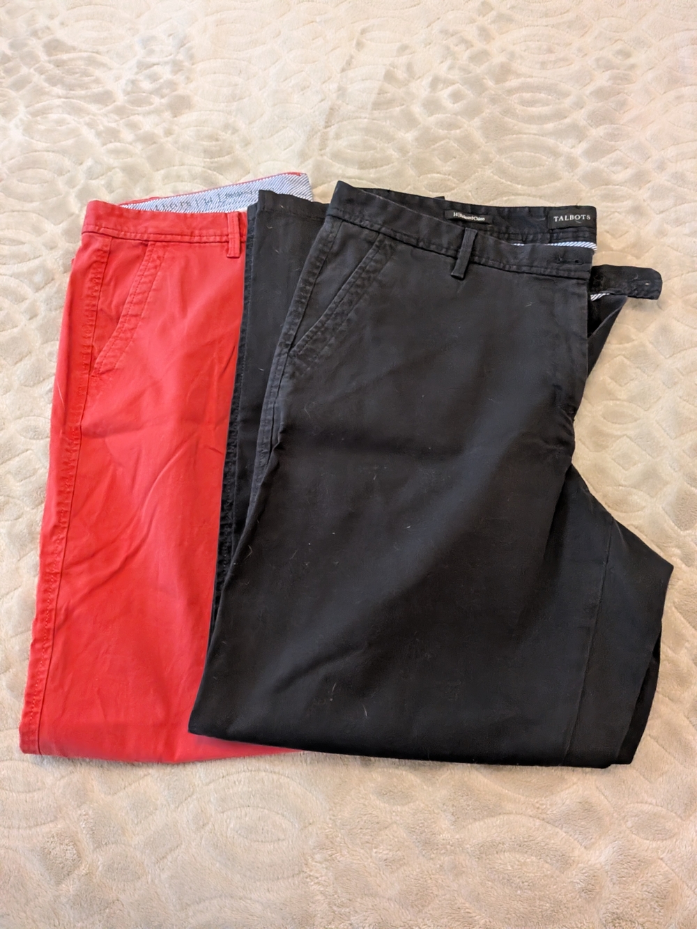 Talbots 2 PAIR Ladies Black and Red Relaxed Chino Pants -  Size 14P